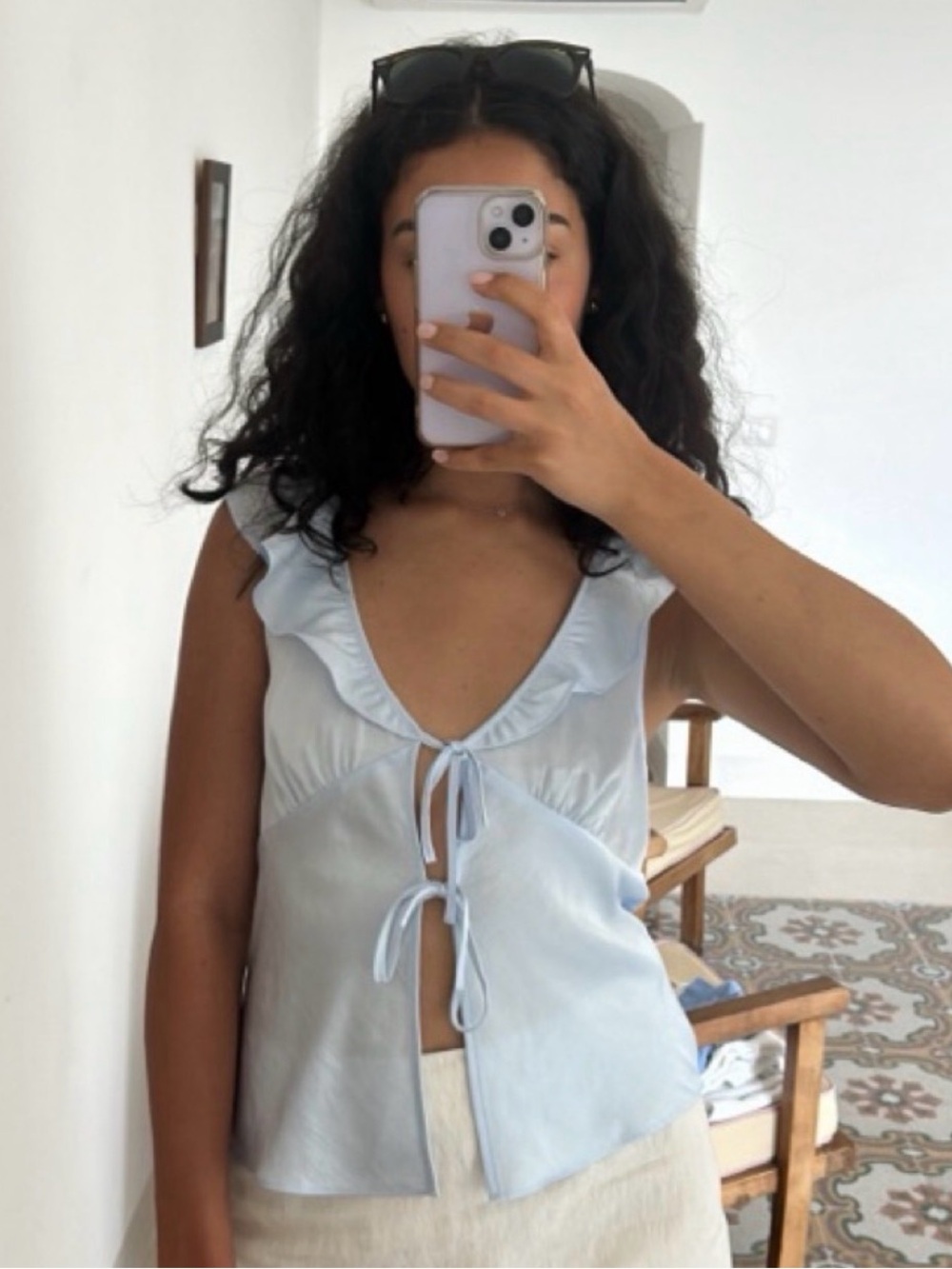 Aritzia Satin Blouse - Light Lavender